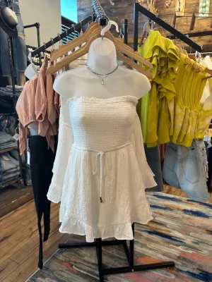 White Strapless Romper