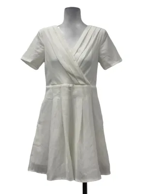 White V Neck Pleated Romper