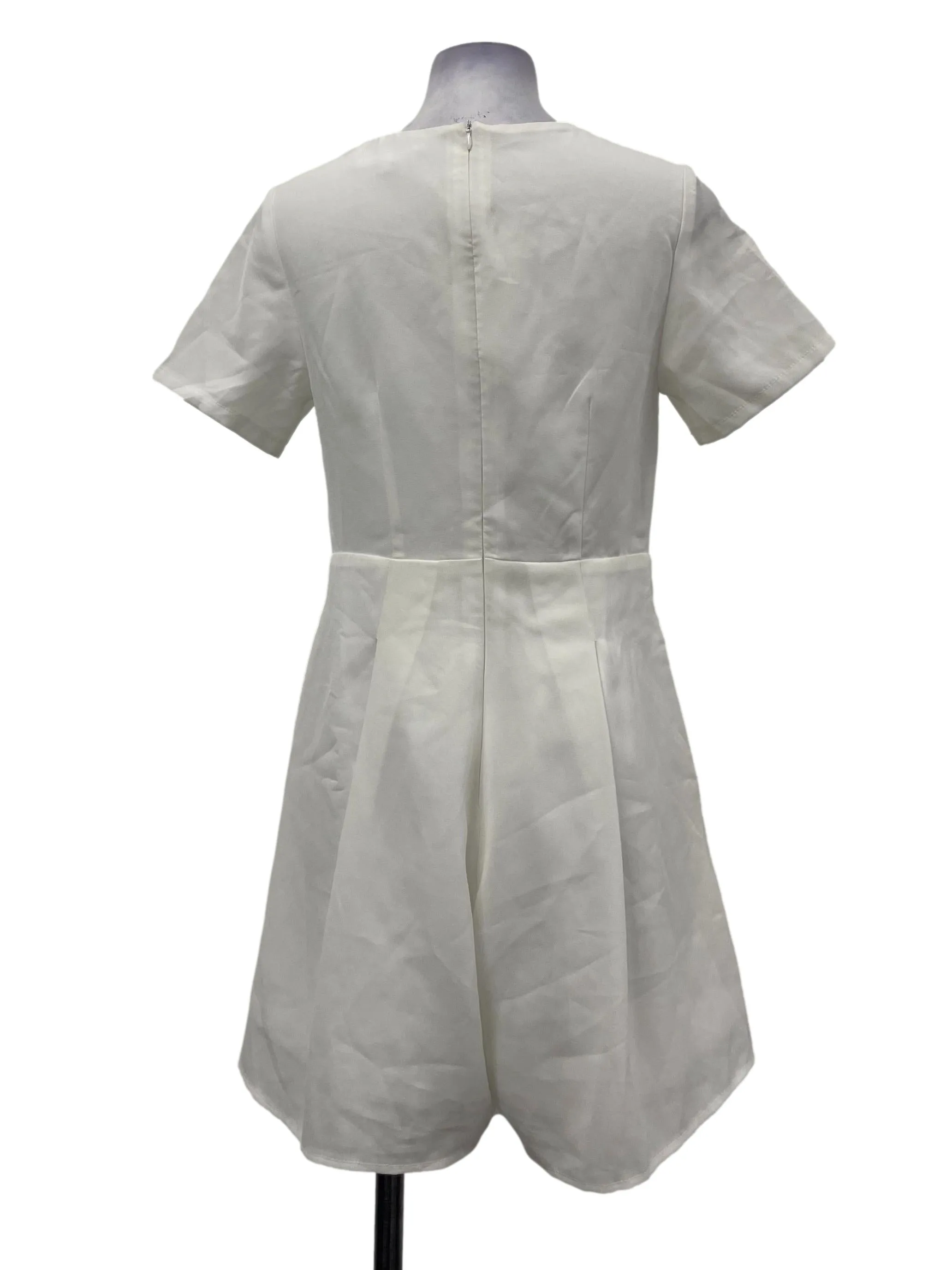 White V Neck Pleated Romper