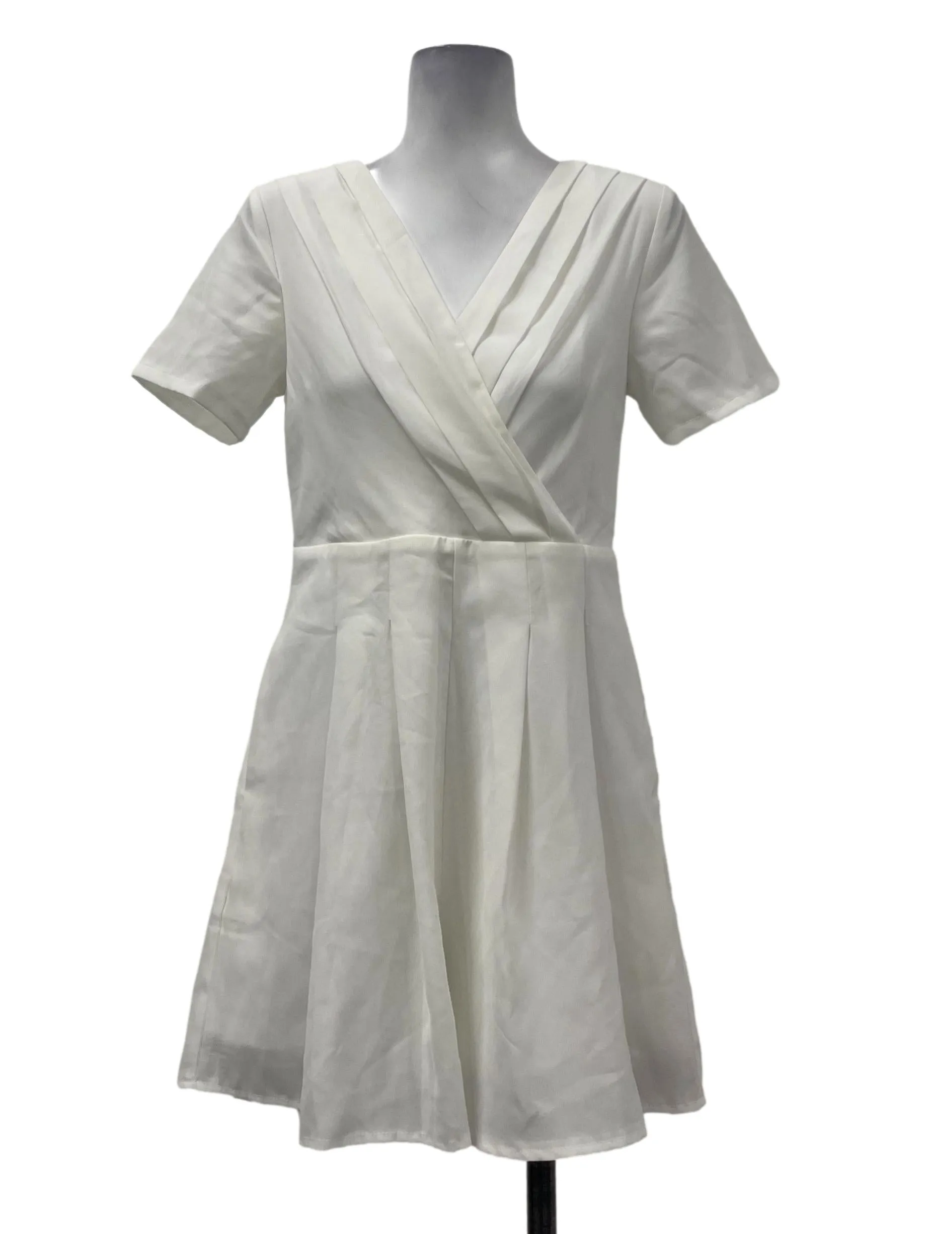 White V Neck Pleated Romper