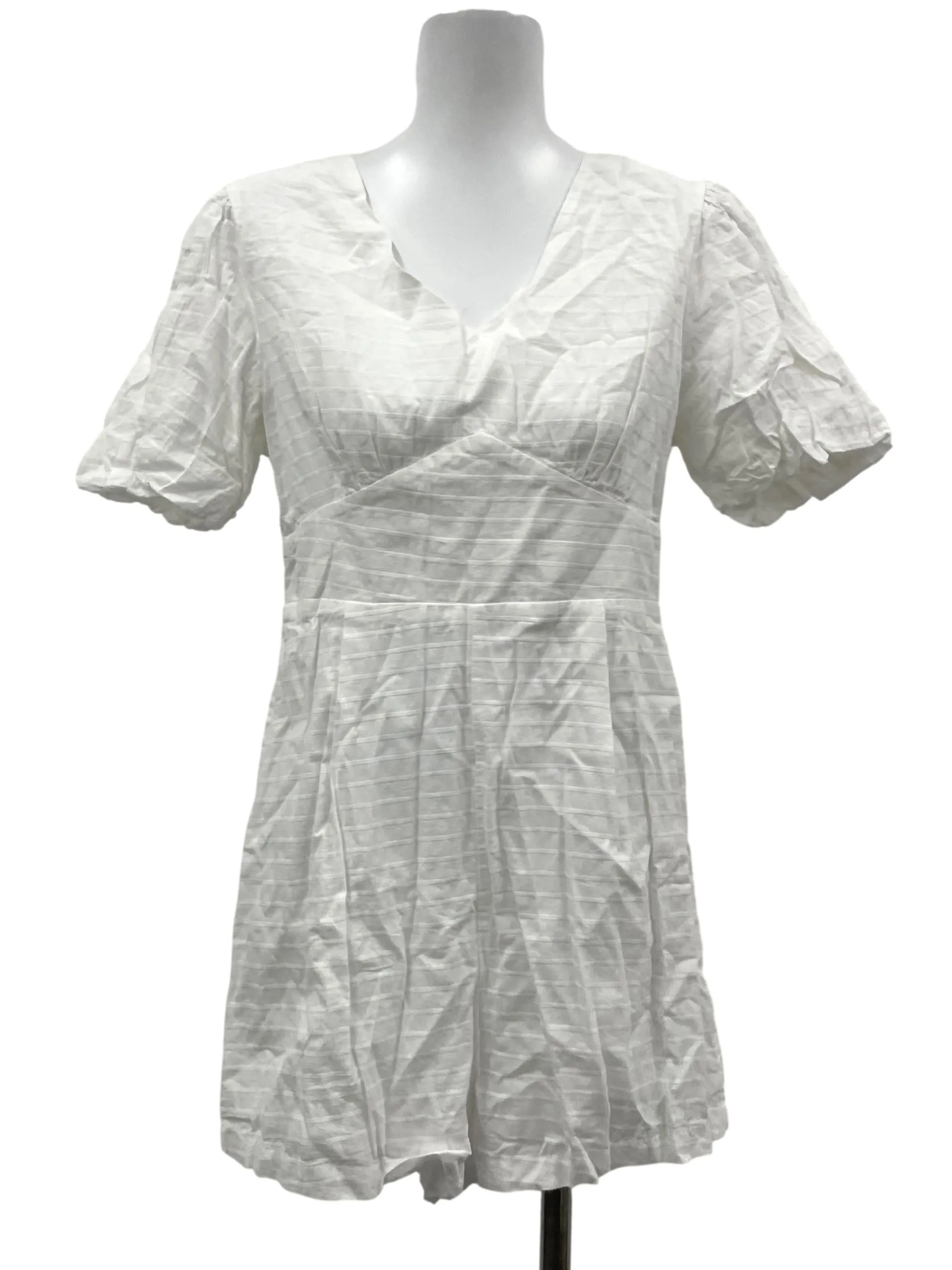 White V-Neck Sleeve Romper