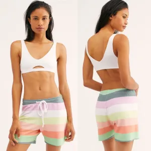 Wildfox Rainbow Sorbet Striped Drawstring Shorts