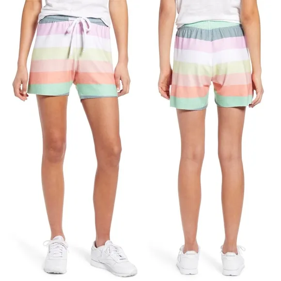 Wildfox Rainbow Sorbet Striped Drawstring Shorts