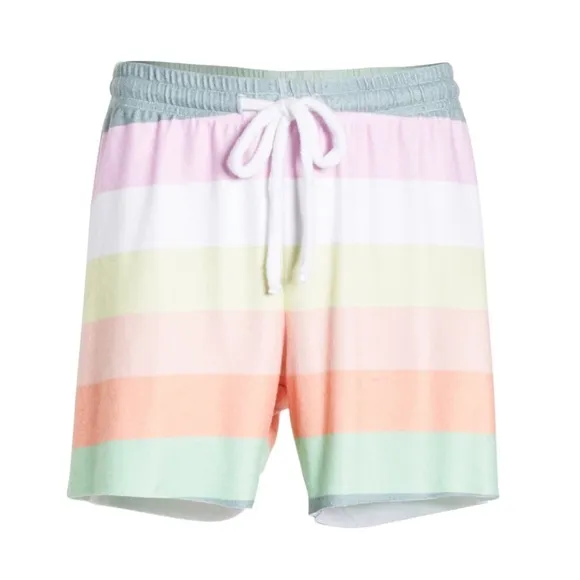 Wildfox Rainbow Sorbet Striped Drawstring Shorts