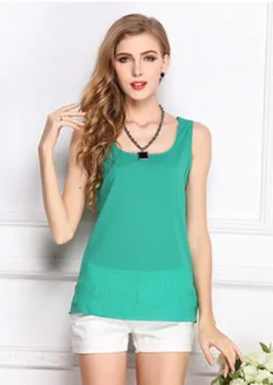 Women Clothes Chiffon Vest Sleeveless Tops Causal t shirt Women Vest tops 16 colors Vest Fashion