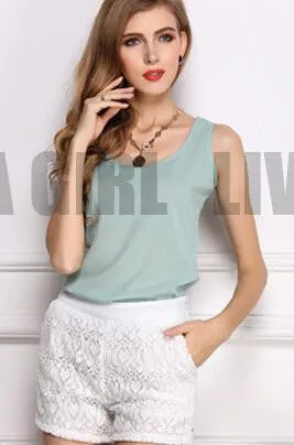 Women Clothes Chiffon Vest Sleeveless Tops Causal t shirt Women Vest tops 16 colors Vest Fashion