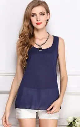 Women Clothes Chiffon Vest Sleeveless Tops Causal t shirt Women Vest tops 16 colors Vest Fashion