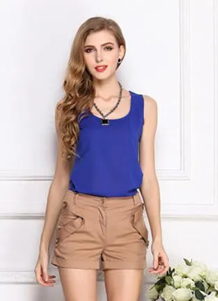 Women Clothes Chiffon Vest Sleeveless Tops Causal t shirt Women Vest tops 16 colors Vest Fashion