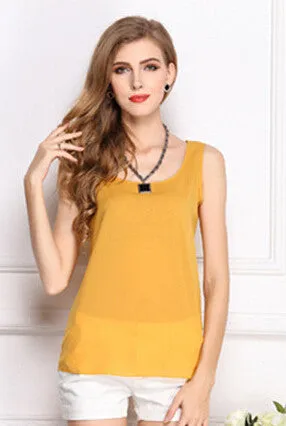 Women Clothes Chiffon Vest Sleeveless Tops Causal t shirt Women Vest tops 16 colors Vest Fashion
