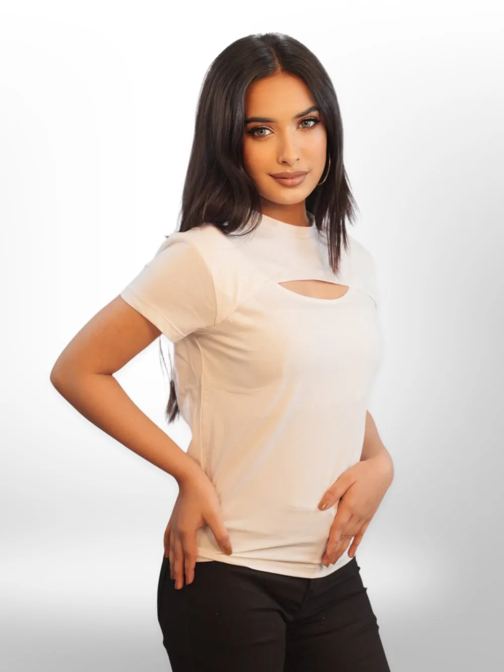 Women Cut Out Tops Half Sleeve