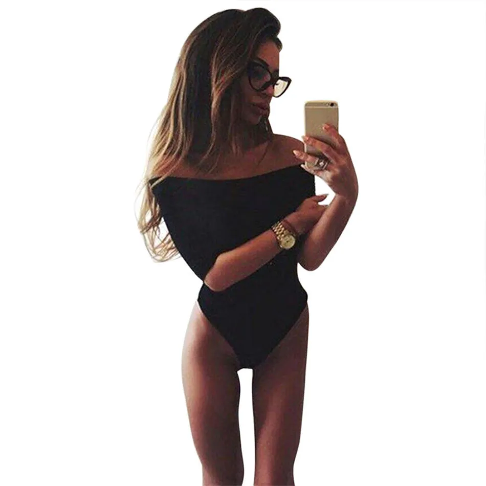 Women jumpsuits slash neck off shoulder Rompers half sleeve bodysuit casual playsuit Bodysuit Clubwear