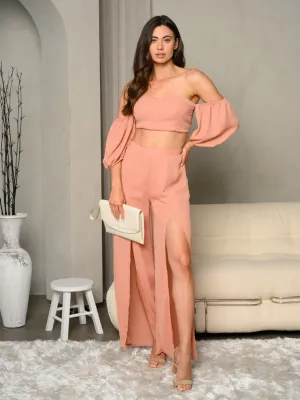 WOMEN'S 2PC. TOP & PANTS FRONT SLIT SET