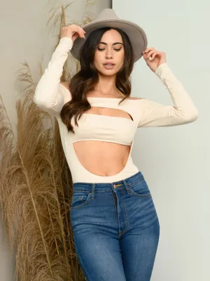 WOMEN'S LONG SLEEVE FRONT CUT OUT BODYSUIT