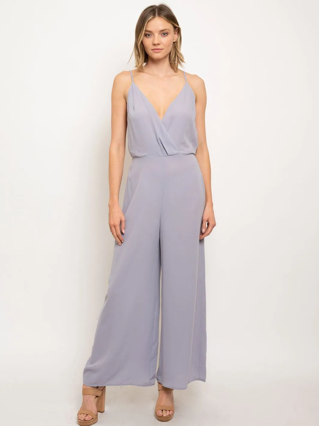 WOMEN'S OPEN BACK V-NECK JUMPSUIT