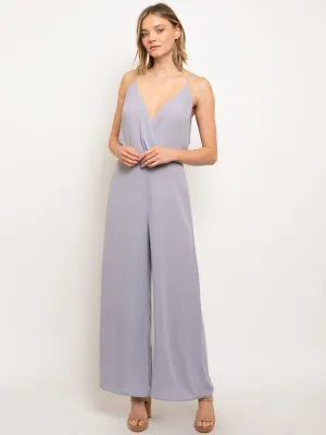 WOMEN'S OPEN BACK V-NECK JUMPSUIT