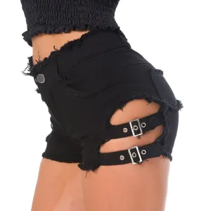 Womens Sexy Irregular Denim Shorts Gothic Punk Dance Clubwear Short