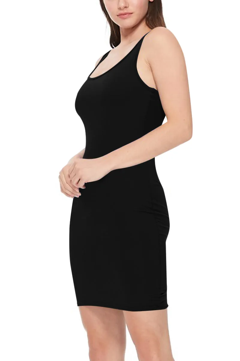 Women's Sleeveless Bodycon Basic Solid Racerback Slim Fit Midi Mini Dress