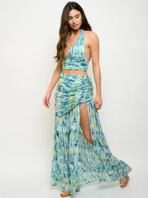 WOMEN'S TIEDYE STRIPE 2PC. SKIRT SET
