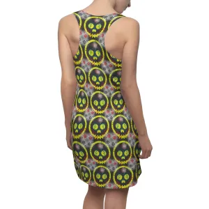 Women's Yellow Skulls Street Wear Printed Racerback Dress