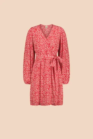 Wrap Dress, Flora Red