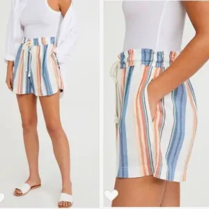 Xirena Cooper Short in Cove Stripe Cotton Lightweight Drawstring Waist SZ XS