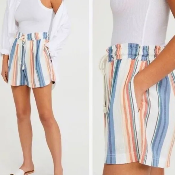 Xirena Cooper Short in Cove Stripe Cotton Lightweight Drawstring Waist SZ XS