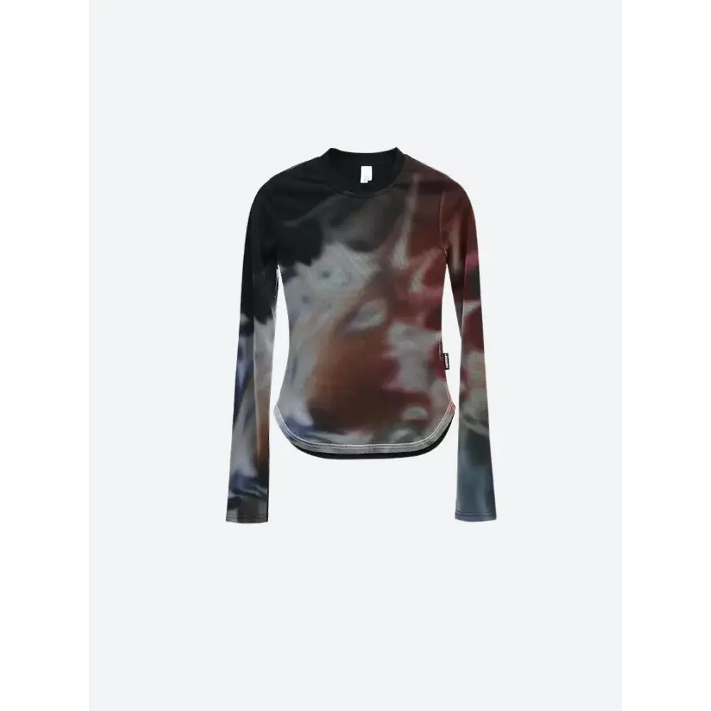 Y2K Grunge Tie-Dye Top in Lightweight Mesh Material