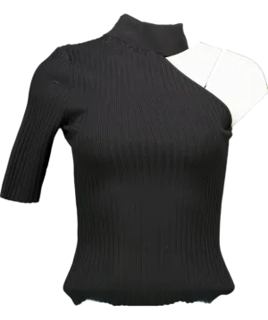 ZARA Black Cut-out Ribbed Top UK S