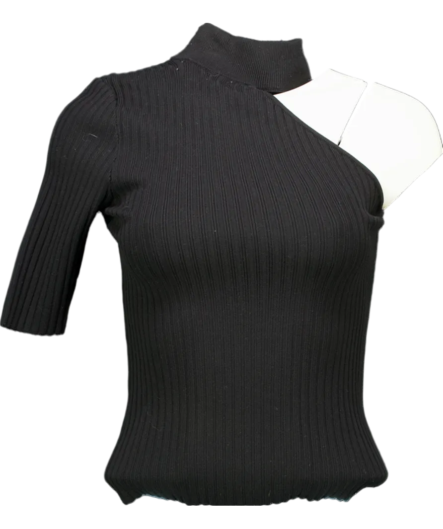 ZARA Black Cut-out Ribbed Top UK S