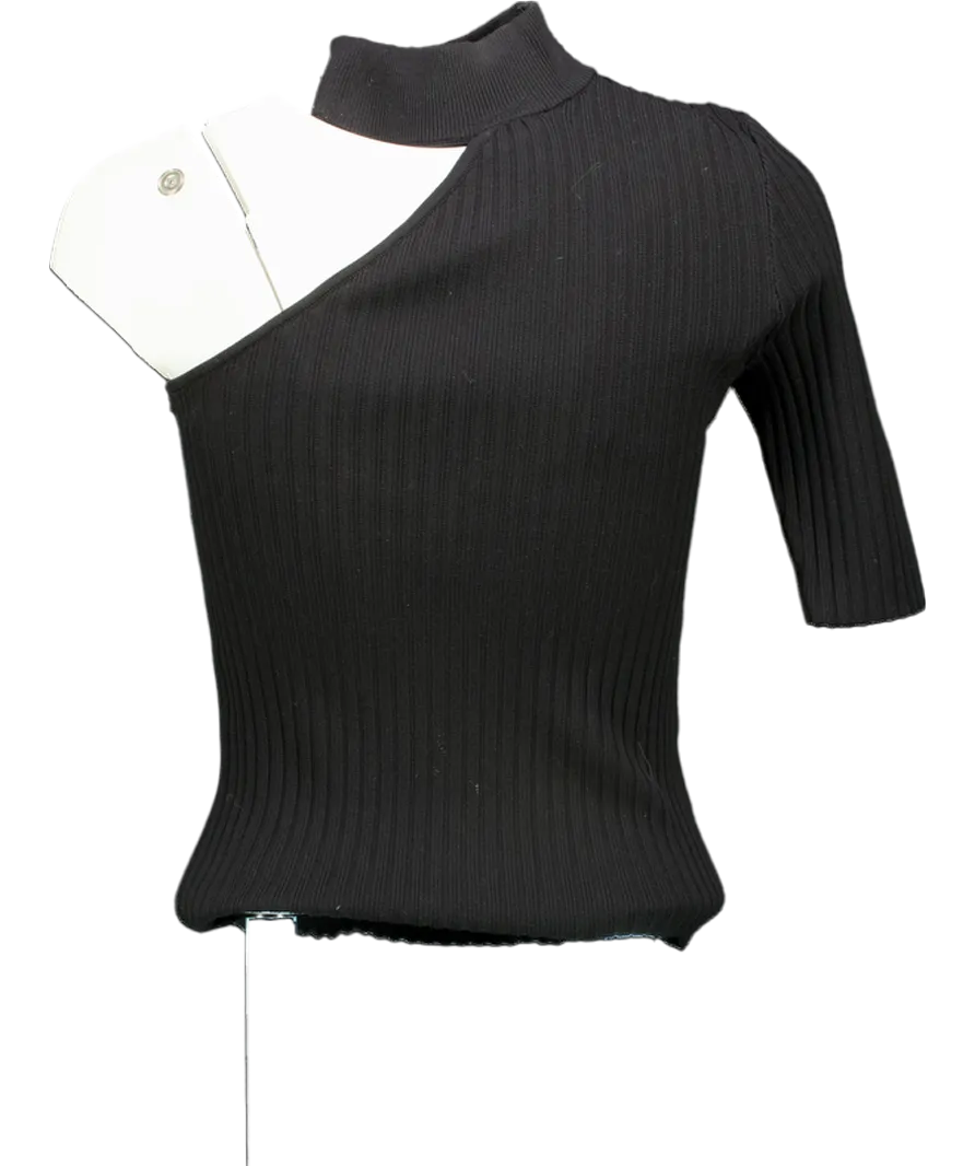 ZARA Black Cut-out Ribbed Top UK S