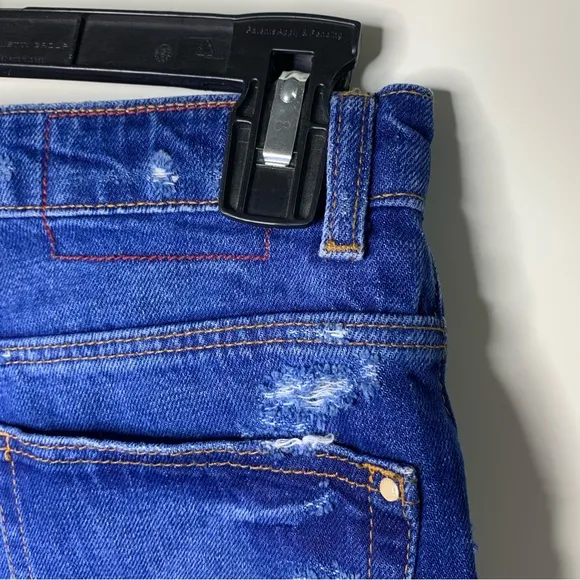 Zara Trafulac Ice Cream Embroidered Distressed Denim Jean Shorts