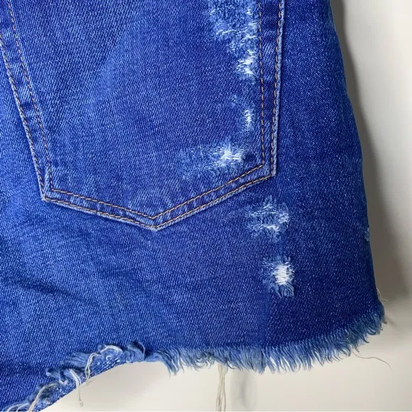 Zara Trafulac Ice Cream Embroidered Distressed Denim Jean Shorts