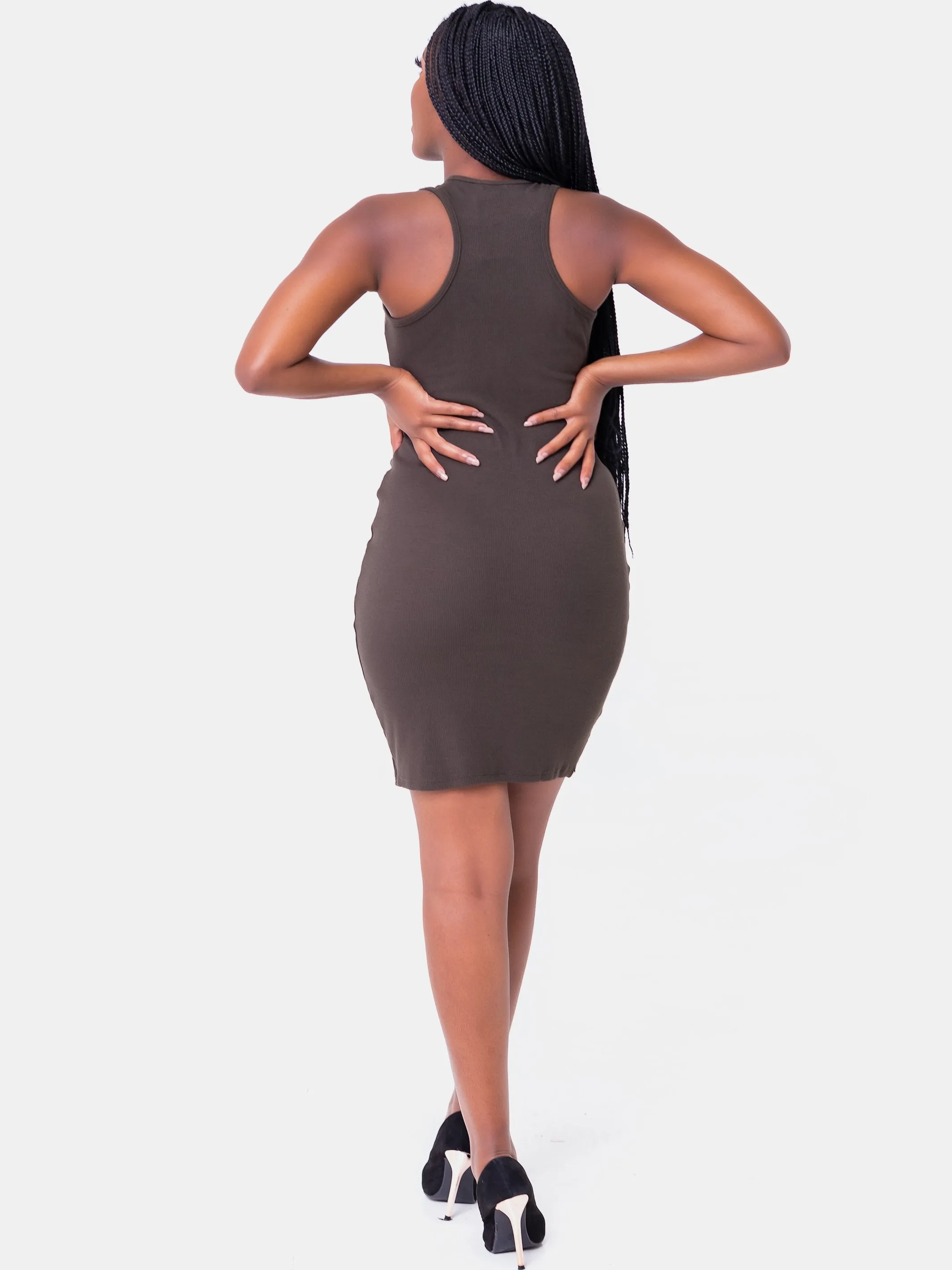 Zoya Ribbed Racerback Mini Bodycon (Special Offer) - Hunters Green